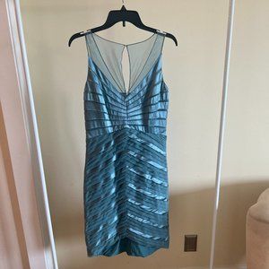 Cocktail Dress, steel blue, size 10, 100% pure silk, excellent condition